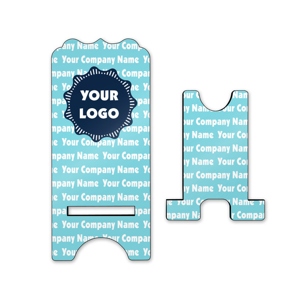 Logo & Company Name Stylized Phone Stand - Front & Back - Small