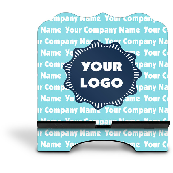 Logo & Company Name Stylized Tablet Stand - Front without iPad