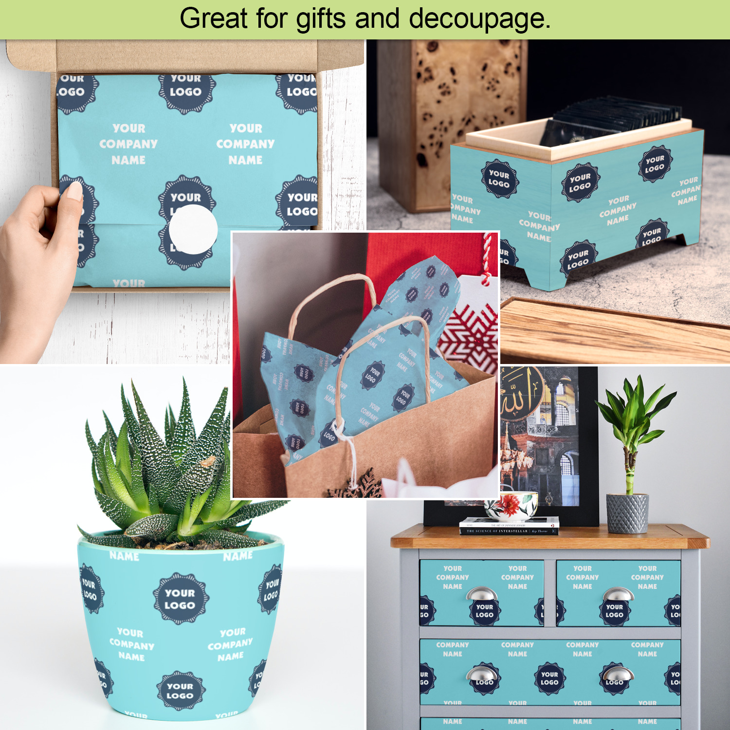 Custom Logo & Company Name Tissue Paper Sheets YouCustomizeIt