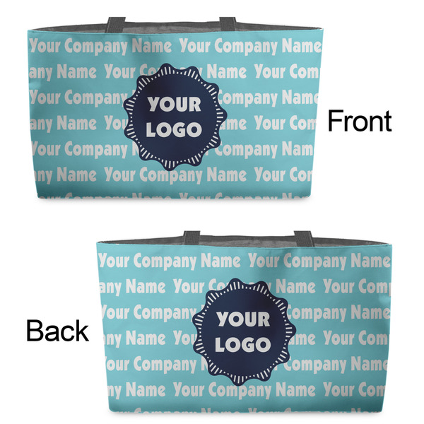 Logo & Company Name Tote w/Black Handles - Front & Back Views