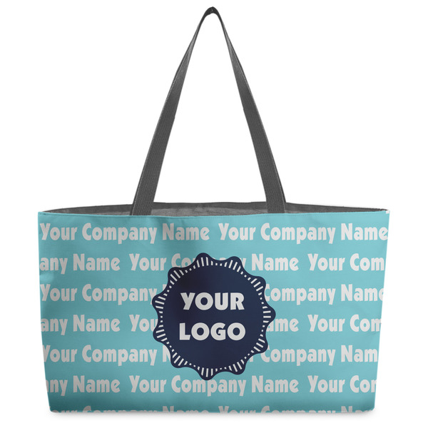 Custom Logo & Company Name Beach Totes Bag - w/ Black Handles