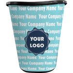 Logo & Company Name Waste Basket - Double-Sided - Black