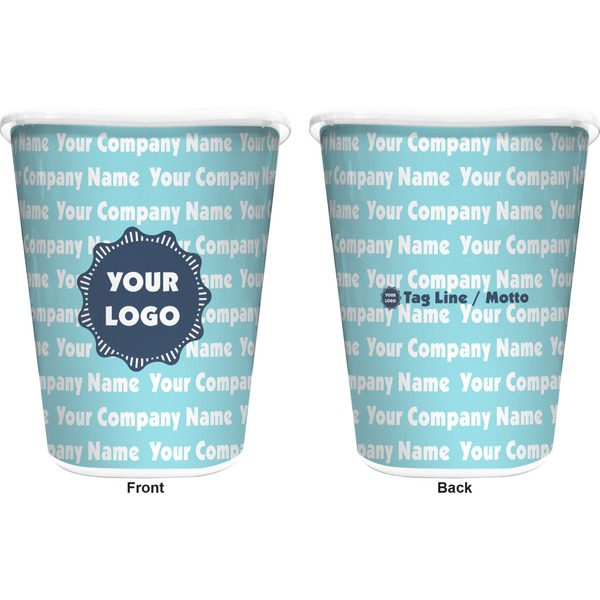 Logo & Company Name Trash Can White - Front and Back - Apvl