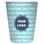 Logo & Company Name Waste Basket - Single-Sided - White