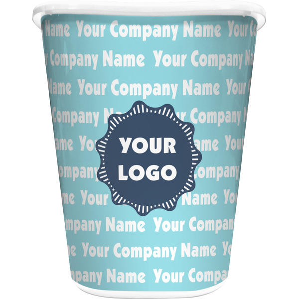 Custom Logo & Company Name Waste Basket - Double-Sided - White