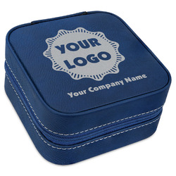 Logo & Company Name Travel Jewelry Box - Navy Blue Leather