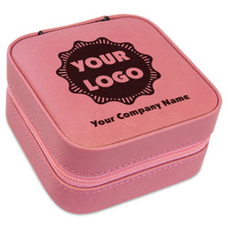 Logo & Company Name Travel Jewelry Boxes - Pink Leather