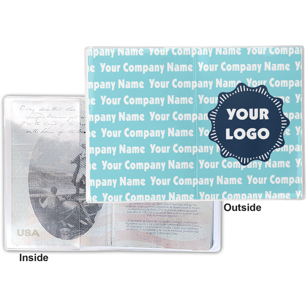 Logo & Company Name Vinyl Passport Holder - Flat Front and Back