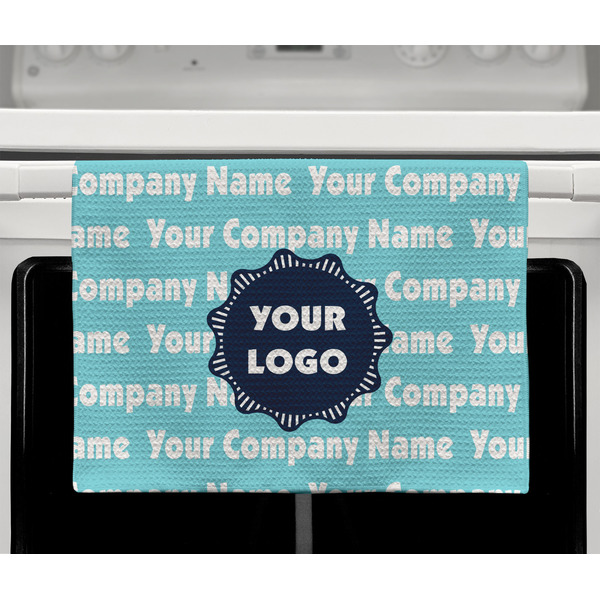 Logo & Company Name Waffle Weave Towel - Full Color Print - Lifestyle2 Image