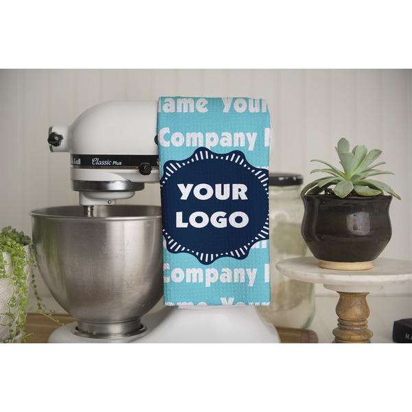 Logo & Company Name Waffle Weave Towel - Full Color Print - Lifestyle Image