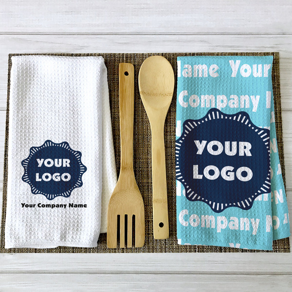 Logo & Company Name Waffle Weave Towels - 2 Print Styles
