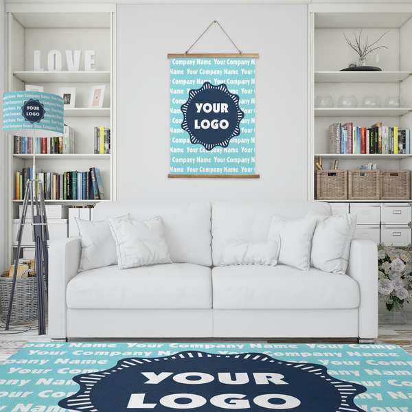 Logo & Company Name Wall Hanging Tapestry - Portrait - IN CONTEXT
