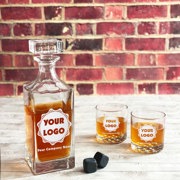 Logo & Company Name Whiskey Glass - In Context
