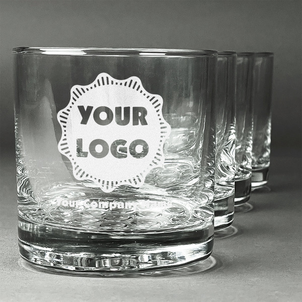 Custom Logo & Company Name Whiskey Glasses - Engraved - Set of 4