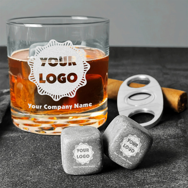 Logo & Company Name Whiskey Stones - Set of 3 - In Context