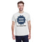 Logo & Company Name White Crew T-Shirt on Model - Front