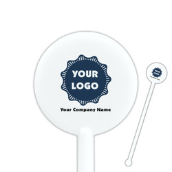 Logo & Company Name 5.5" Round Plastic Stir Sticks - White - Single-Sided