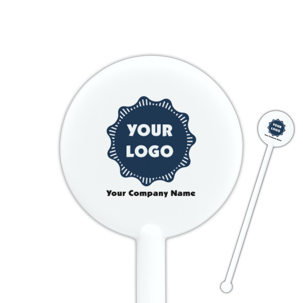 Custom Logo & Company Name 5.5" Round Plastic Stir Sticks - White - Single-Sided