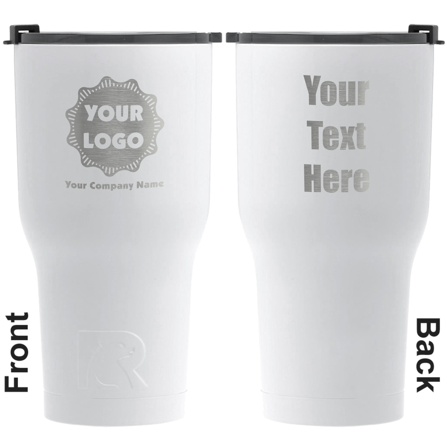 Logo & Company Name RTIC Tumbler White Engraved Front & Back (Personalized) YouCustomizeIt
