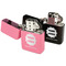 Logo & Company Name Windproof Lighters - Black & Pink - Open