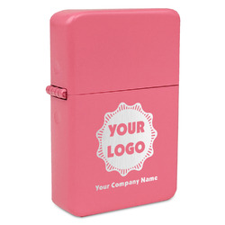 Logo & Company Name Windproof Lighter - Pink - Double-Sided