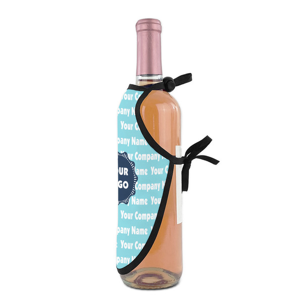 Logo & Company Name Wine Bottle Apron - DETAIL WITH CLIP ON NECK