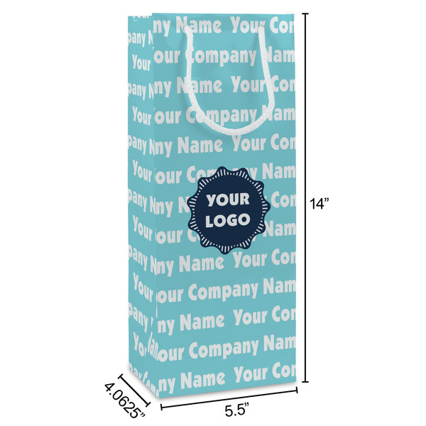 Logo & Company Name Wine Gift Bag - Dimensions