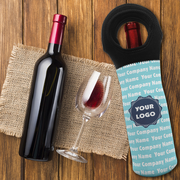 Logo & Company Name Wine Tote Bag - FLATLAY