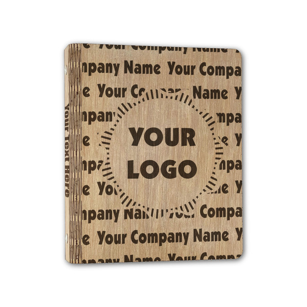 Custom Logo & Company Name Wood 3-Ring Binder - 1" Half-Letter Size