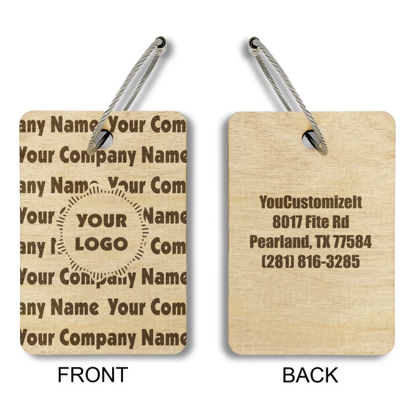 Logo & Company Name Wood Luggage Tags - Rectangle - Approval