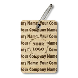 Logo & Company Name Wood Luggage Tag - Rectangle