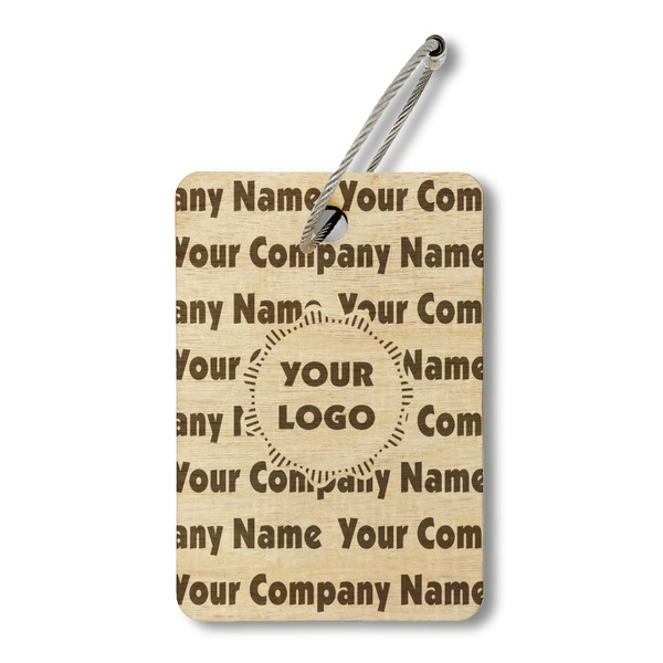 Custom Logo & Company Name Wood Luggage Tag - Rectangle