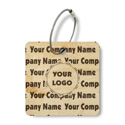 Logo & Company Name Wood Luggage Tag - Square
