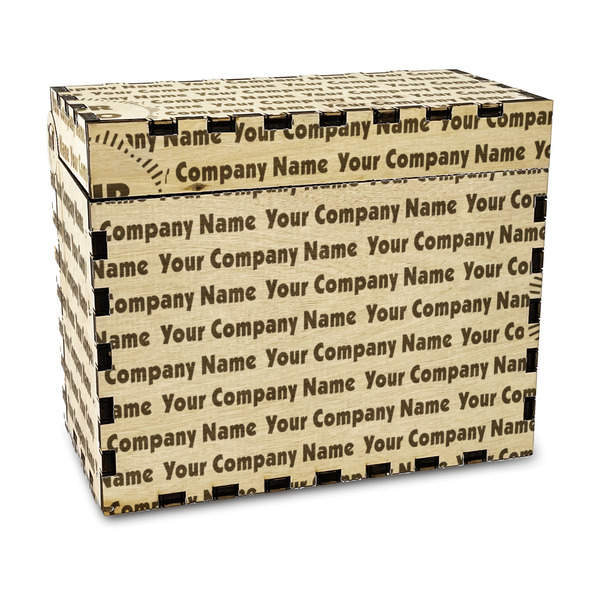 Custom Logo & Company Name Wood Recipe Box - Laser Engraved