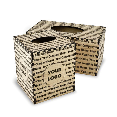 Logo & Company Name Wood Tissue Box Cover
