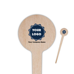 Logo & Company Name 4" Round Wooden Food Picks - Double-Sided