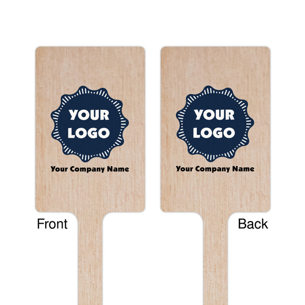 Logo & Company Name Wooden 6.25" Stir Stick - Rectangular - Double Sided - Front & Back