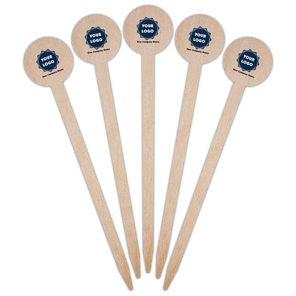 Logo & Company Name Wooden 6" Food Pick - Round - Fan View