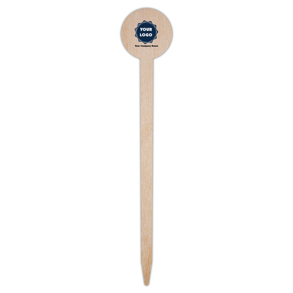 Logo & Company Name Wooden 6" Food Pick - Round - Single Pick