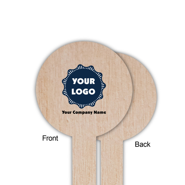 Logo & Company Name Wooden 6" Food Pick - Round - Single Sided - Front & Back