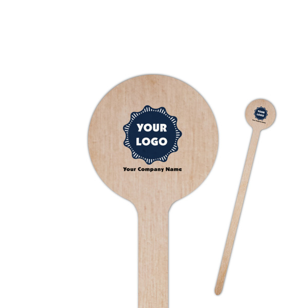 Custom Logo & Company Name 6" Round Wooden Stir Sticks - Single-Sided