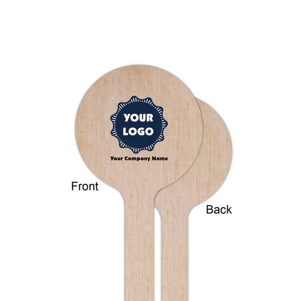 Logo & Company Name Wooden 6" Stir Stick - Round - Single Sided - Front & Back