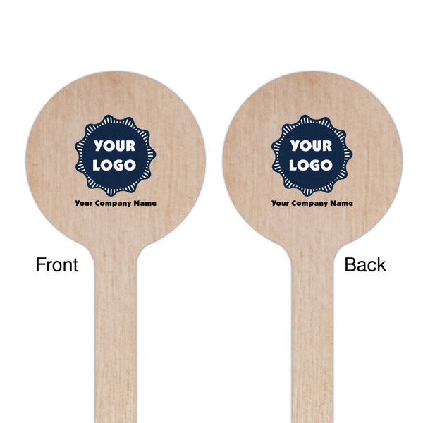 Logo & Company Name Wooden 7.5" Stir Stick - Round - Double Sided - Front & Back