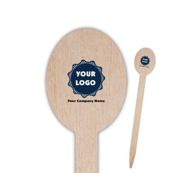 Logo & Company Name Oval Wooden Food Picks - Single-Sided