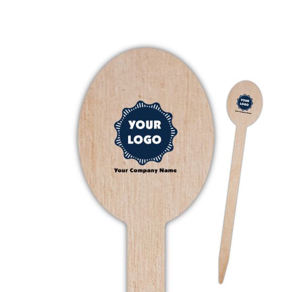 Custom Logo & Company Name Oval Wooden Food Picks