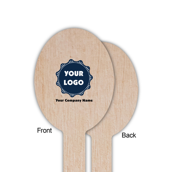 Logo & Company Name Wooden Food Pick - Oval - Single Sided - Front & Back