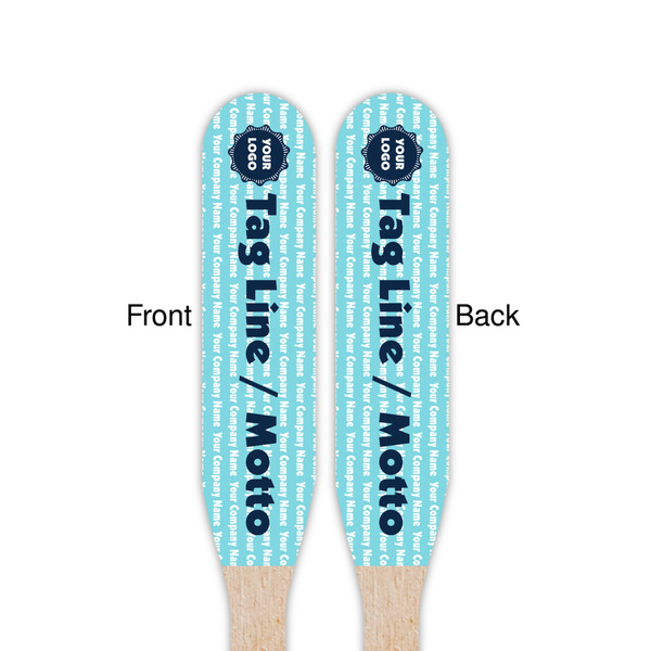 Logo & Company Name Wooden Food Pick - Paddle - Double Sided - Front & Back