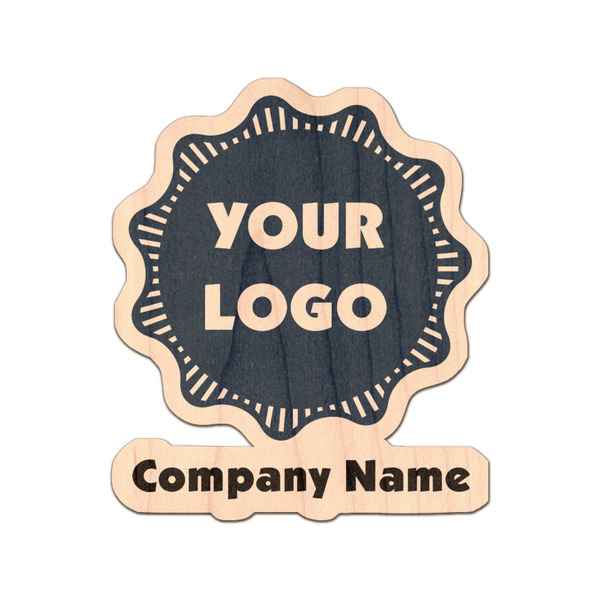 Custom Logo & Company Name Natural Wooden Sticker