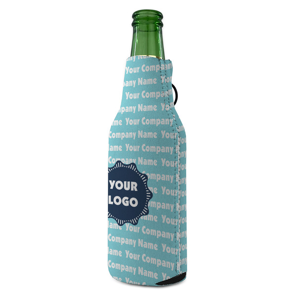Logo & Company Name Zipper Bottle Cooler - ANGLE (bottle)