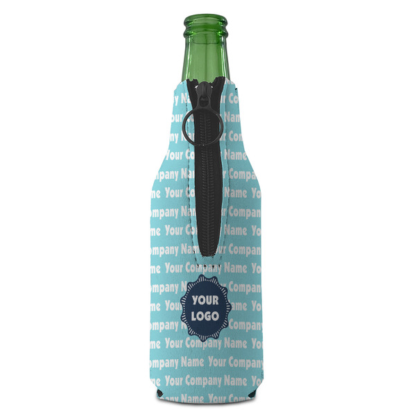 Logo & Company Name Zipper Bottle Cooler - BACK (bottle)